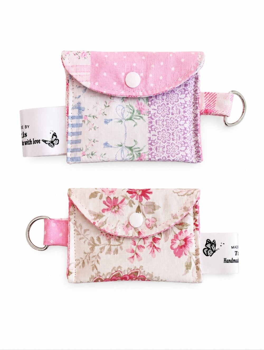 Handmade Fabric Earbud Case Keychain Set